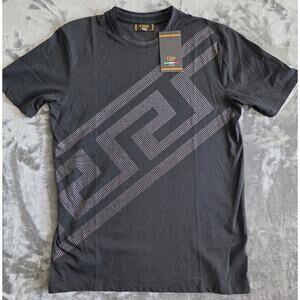 Casa Moda Couture Men’s Black Rhinestone Graphic T Shirt Small NWT
